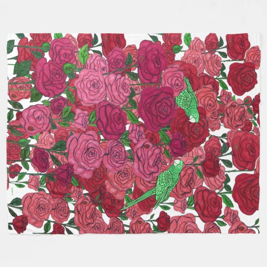 Roos Garden Fleece Deken (Voorkant (Horizontaal))