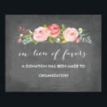 Roos Garden Floral Chalkboard in plaats van Favors Poster<br><div class="desc">Dit poster zegt "in plaats van gunsten" met een faux-kartonachtergrond en  rozen voor de waterverf.</div>