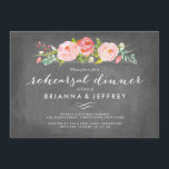 Roos Garden Floral Chalkboard repetitie diner Kaart<br><div class="desc">Een repetitiediner met waterverf roze rozen en een prachtig kalligrafisch lettertype op een faux krijtbord achtergrond. Bezoek de winkel om de rest van de uitnodigingssuite van Roos Garden te zien.</div>
