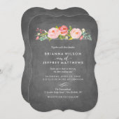 Roos Garden Floral Chalkboard Weddenschap Kaart (Voorkant / Achterkant)