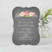 Roos Garden Floral Chalkboard Weddenschap Kaart (Staand voorkant)