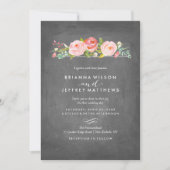 Roos Garden Floral Chalkboard Weddenschap Kaart (Voorkant)