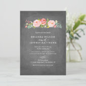 Roos Garden Floral Chalkboard Weddenschap Kaart (Staand voorkant)