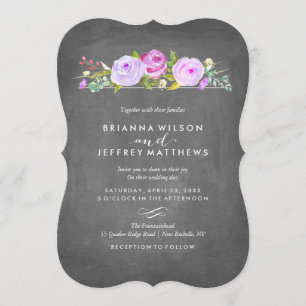 Roos Garden Floral Chalkboard Weddenschap Kaart