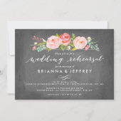 Roos Garden Floral Chalkboard Wedding Rehearal Kaart (Voorkant)
