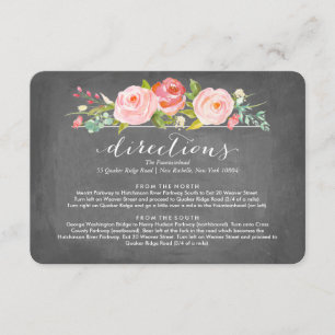 Roos Garden Floral Directions Wedding Card Informatiekaartje
