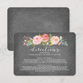 Roos Garden Floral Directions Wedding Card Informatiekaartje (Voorkant / Achterkant)