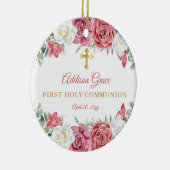 Roos Garden Floral Girl Foto eerste Heilige Commun Keramisch Ornament (Rechts)