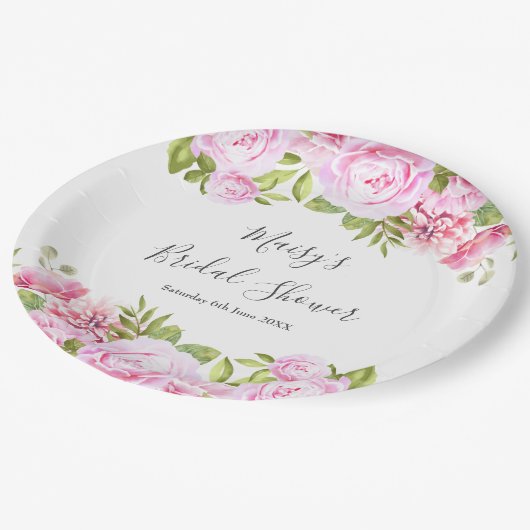 Roos Garden Floral Vrijgezellenfeest Papieren Bordje (Gekanteld)