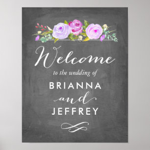 Roos Garden Floral Weddenschap Welkomstbord Chalkb Poster