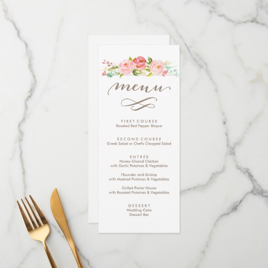 Roos Garden Floral Wedding Menu (Voorkant / Achterkant in situ)