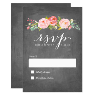 Roos Garden Floral Wedding RSVP Kaartje