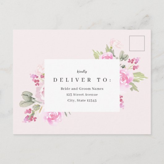 Roos Garden Floral Wedding RSVP Reply Kaart (Achterkant)