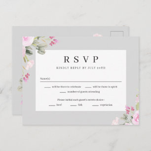 Roos Garden Floral Wedding RSVP Reply Kaart