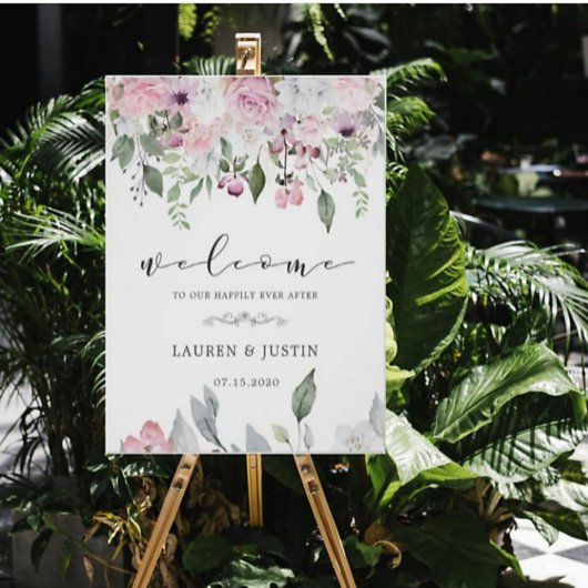 Roos Garden Floral Wedding Welkom Poster