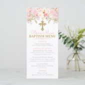 Roos Garden Girl Baptism Custom Event Menu (Staand voorkant)