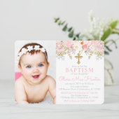 Roos Garden Girl Baptism Fotouitnodiging Kaart (Staand voorkant)