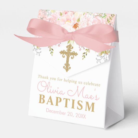 Roos Garden Girl Baptism Personalized Bedankdoosjes (Voorkant Zijde)