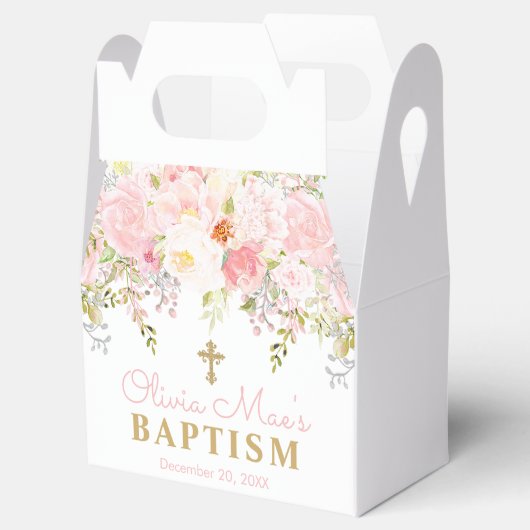 Roos Garden Girl Baptism Personalized Favor Box Bedankdoosjes (Geopend)