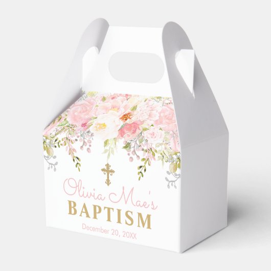 Roos Garden Girl Baptism Personalized Favor Box Bedankdoosjes (Voorkant Zijde)