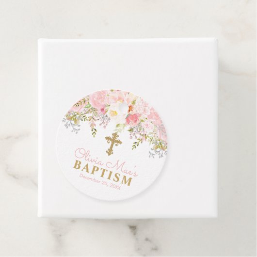 Roos Garden Girl Baptism Pink & Gold Bedankjes Labels (In situ)