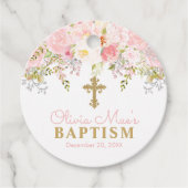 Roos Garden Girl Baptism Pink & Gold Bedankjes Labels (Voorkant)