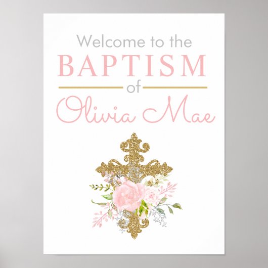 Roos Garden Girl Baptism Welkom Poster (Voorkant)
