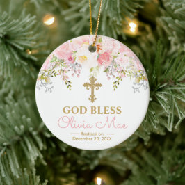 Roos Garden Girl Baptisme God Bless Foto Keramisch Ornament