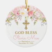 Roos Garden Girl Baptisme God Bless Foto Keramisch Ornament (Voorkant)