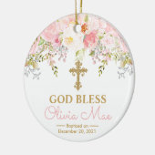 Roos Garden Girl Baptisme God Bless Keramisch Ornament (Links)