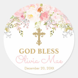 Roos Garden Girl God Bless Baptism Favor Stickers