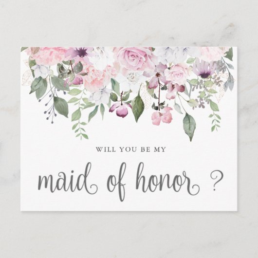 Roos Garden Maid of Honor Invitation Briefkaart (Voorkant)