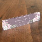 Roos Garden Mauve | Bureau Naambord (Zijkant)