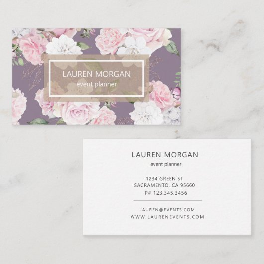 Roos Garden Mauve | Visitekaartje (Voorkant / Achterkant)