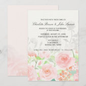 Roos Garden Modern Floral bruiloft Kaart (Voorkant / Achterkant)