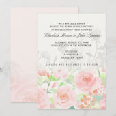 Roos Garden Modern Floral bruiloft Kaart (Voorkant / Achterkant)