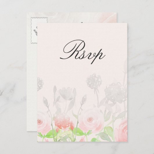 Roos Garden Modern Floral bruiloft rsvp Uitnodiging Briefkaart (Voorkant / Achterkant)