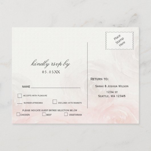 Roos Garden Modern Floral bruiloft rsvp Uitnodiging Briefkaart (Achterkant)