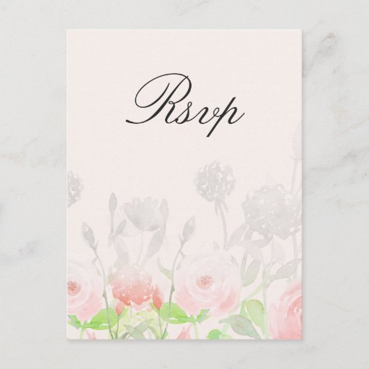 Roos Garden Modern Floral bruiloft rsvp Uitnodiging Briefkaart (Voorkant)