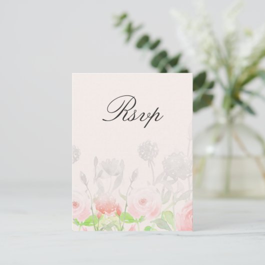 Roos Garden Modern Floral bruiloft rsvp Uitnodiging Briefkaart (Staand voorkant)