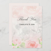 Roos Garden Modern Floral Hartelijk dank Kaart (Voorkant / Achterkant)