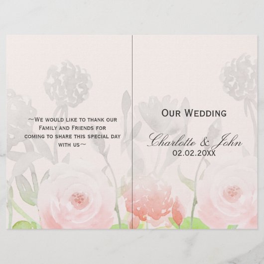 Roos Garden Modern Floral trouwprogramma (Voorkant)