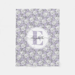 Roos Garden Monogram Lavendel Fleece Deken