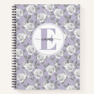 Roos Garden Monogram Lavendel Notitieboek