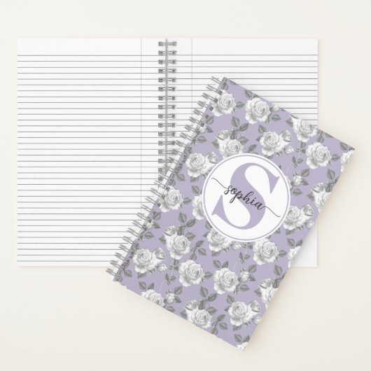 Roos Garden Monogram Lavendel Notitieboek (Binnen)