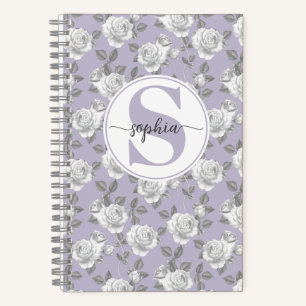 Roos Garden Monogram Lavendel Notitieboek