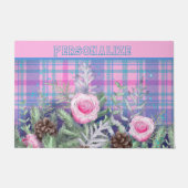 Roos Garden Pine Cones roze Blauwe Pset Deurmat (Voorkant)