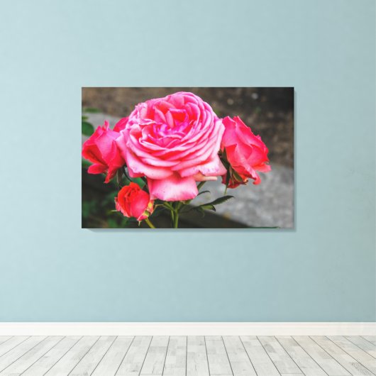 Roos Garden Portrait Canvas Afdruk (Insitu (Houten vloer))