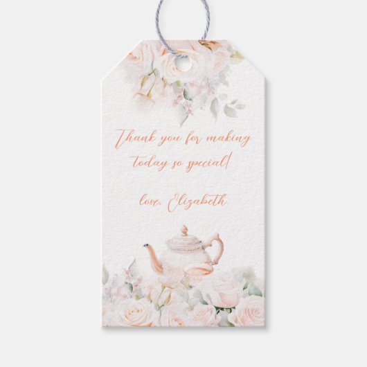 Roos Garden Tea Party Vrijgezellenfeest Favoriet T Cadeaulabel (Voorkant)