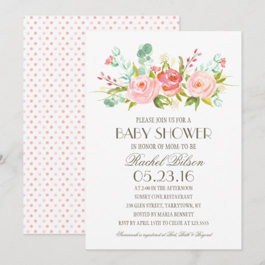 Roos Garden | Uitnodiging tot Baby shower (Voorkant / Achterkant)